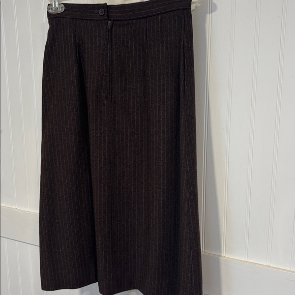 VINTAGE 70’s Union made brown pinstriped wool skirt size S - Picture 12 of 13